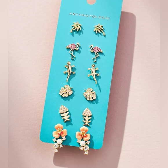 NWT Anthropologie Icon Post Earrings, Set of 6/TROPICAL/SRP$68 - Picture 1 of 5